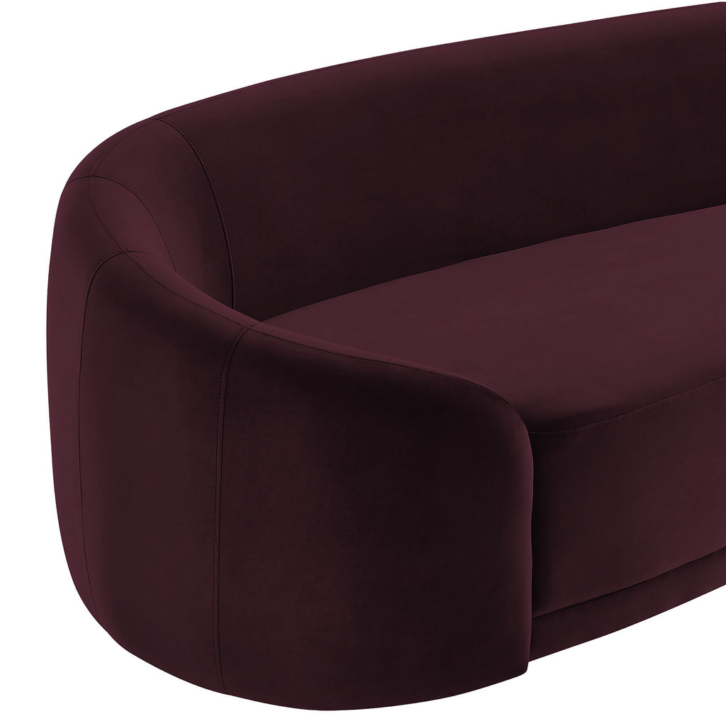Contessa Curved Performance Velvet Sofa - Mulberry