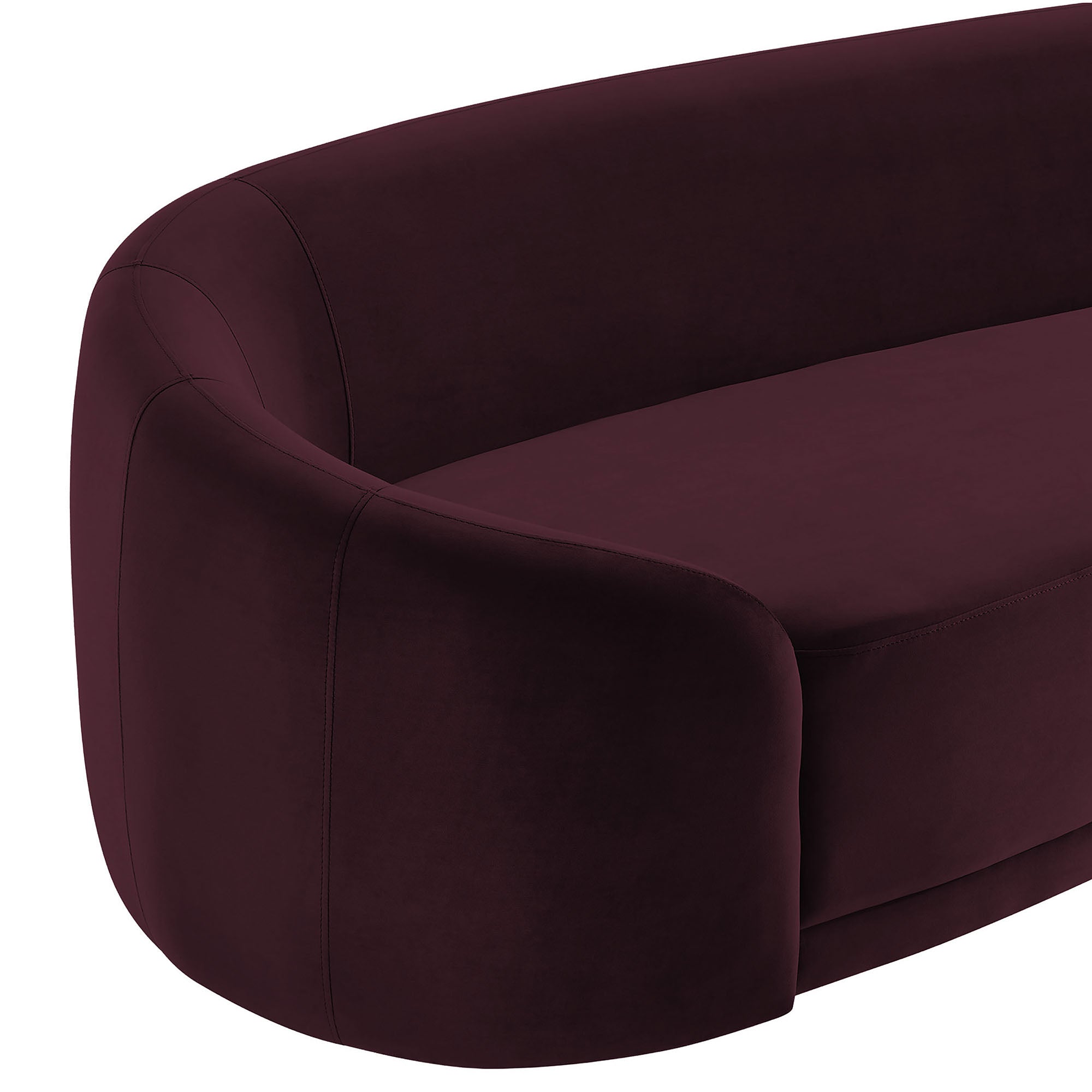 Contessa Curved Performance Velvet Sofa - Mulberry