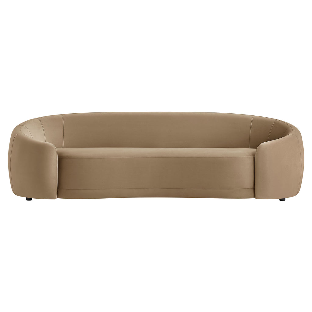 Contessa Curved Performance Velvet Sofa - Taupe