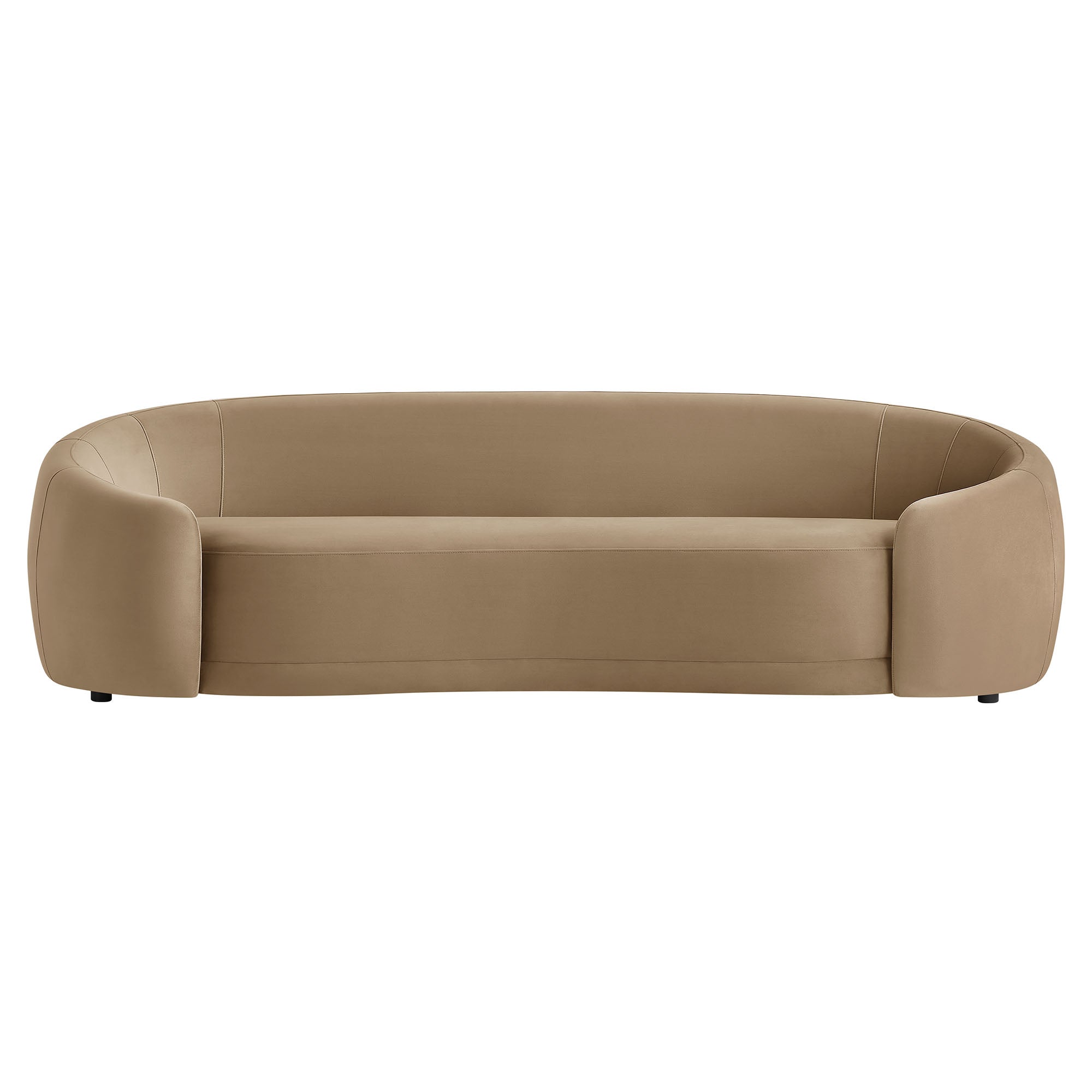 Contessa Curved Performance Velvet Sofa - Taupe