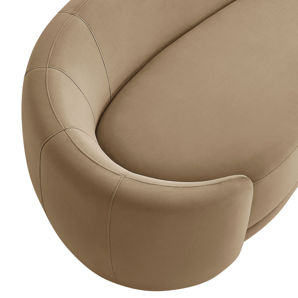Contessa Curved Performance Velvet Sofa - Taupe