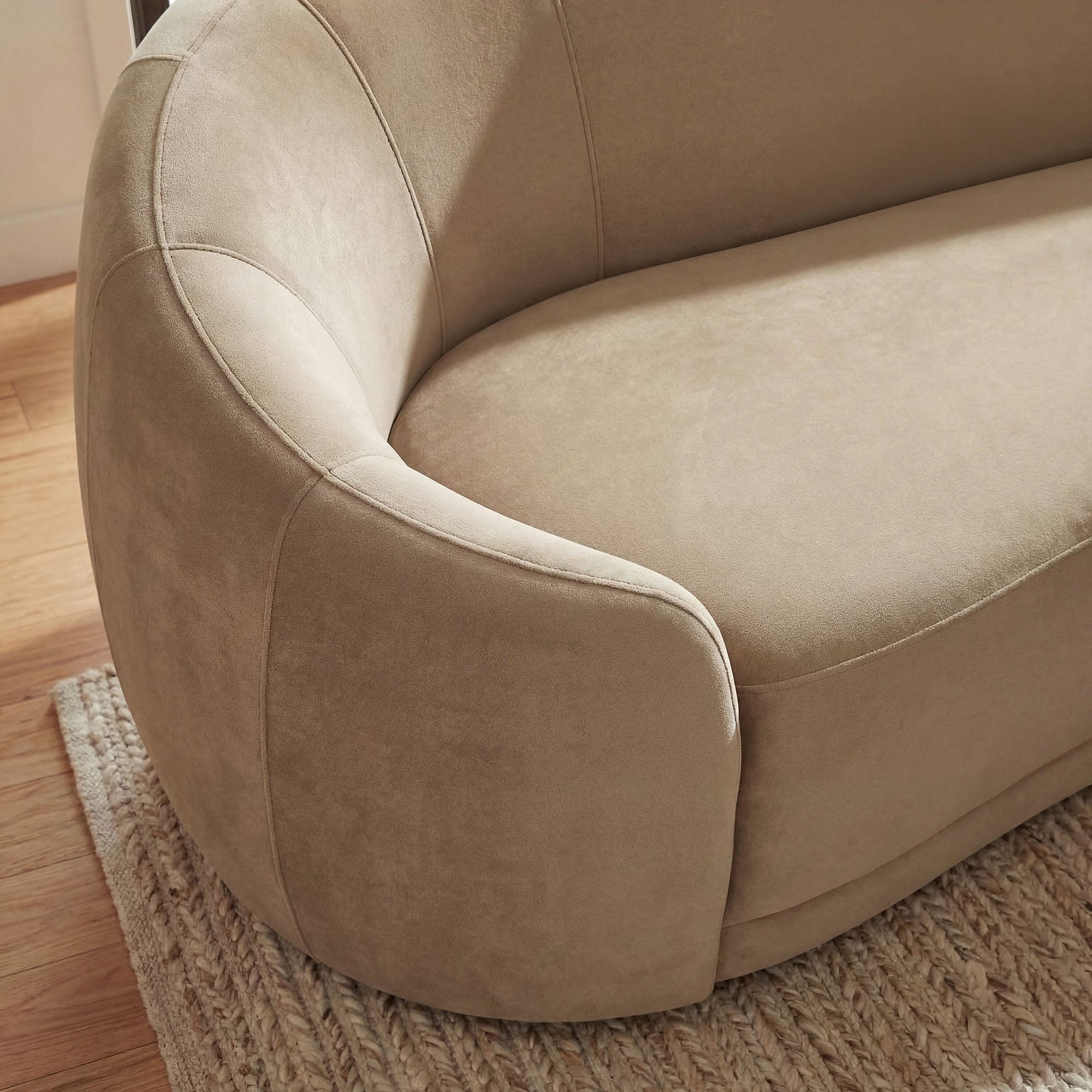 Contessa Curved Performance Velvet Sofa - Taupe