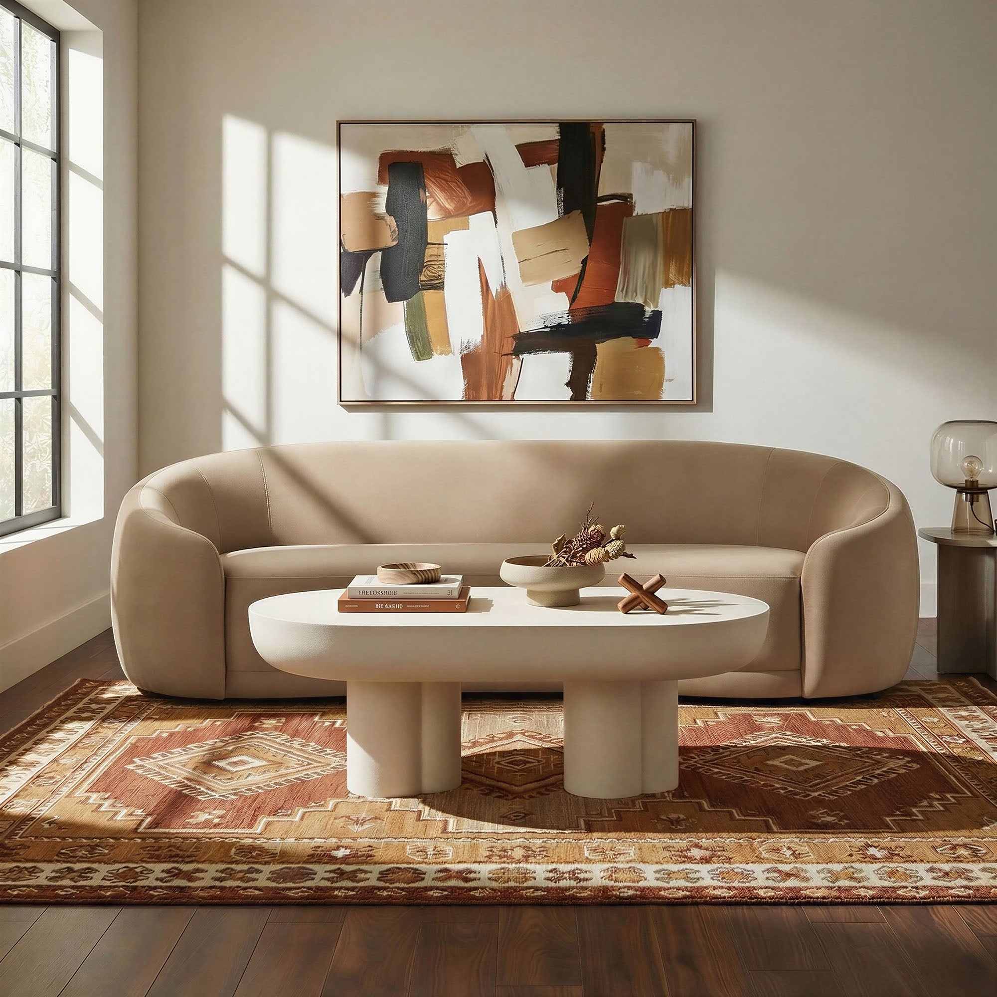 Contessa Curved Performance Velvet Sofa - Taupe