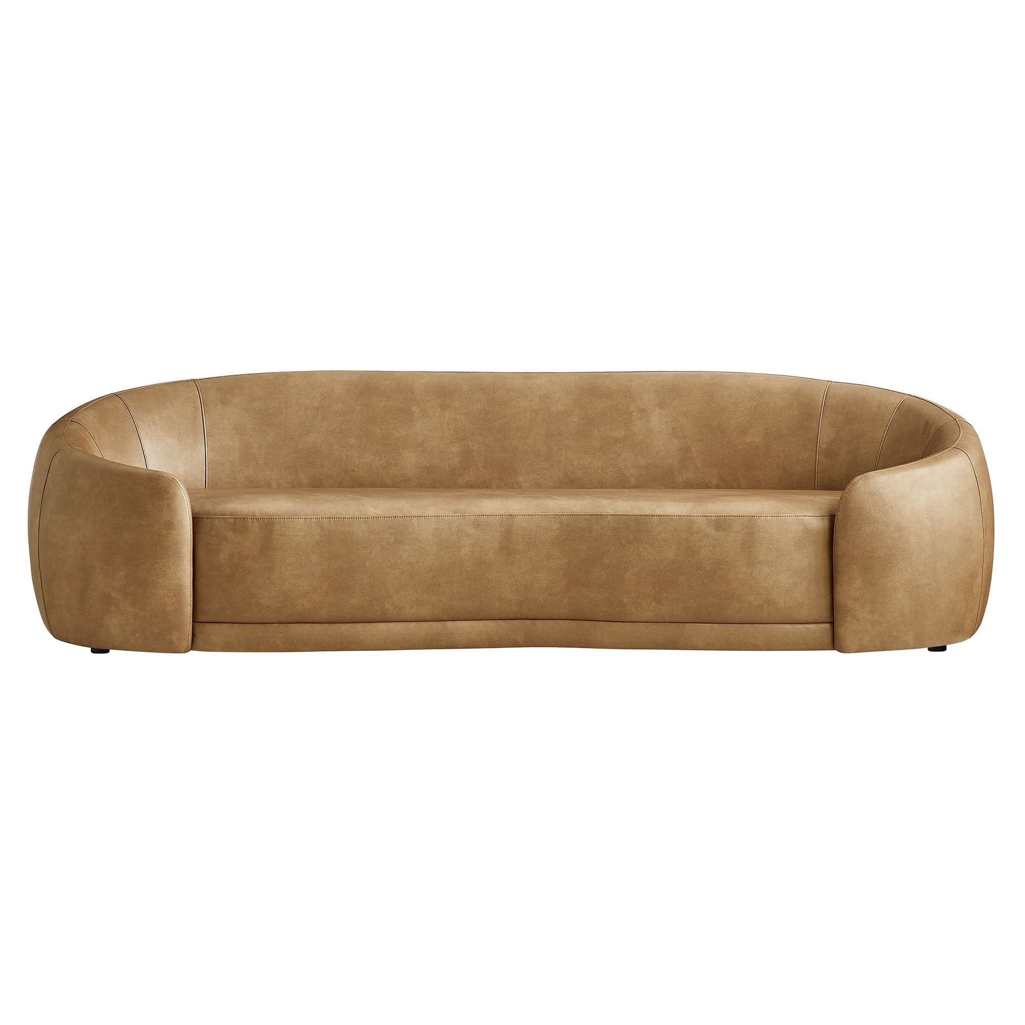 Contessa Curved Vegan Leather Sofa - Toast