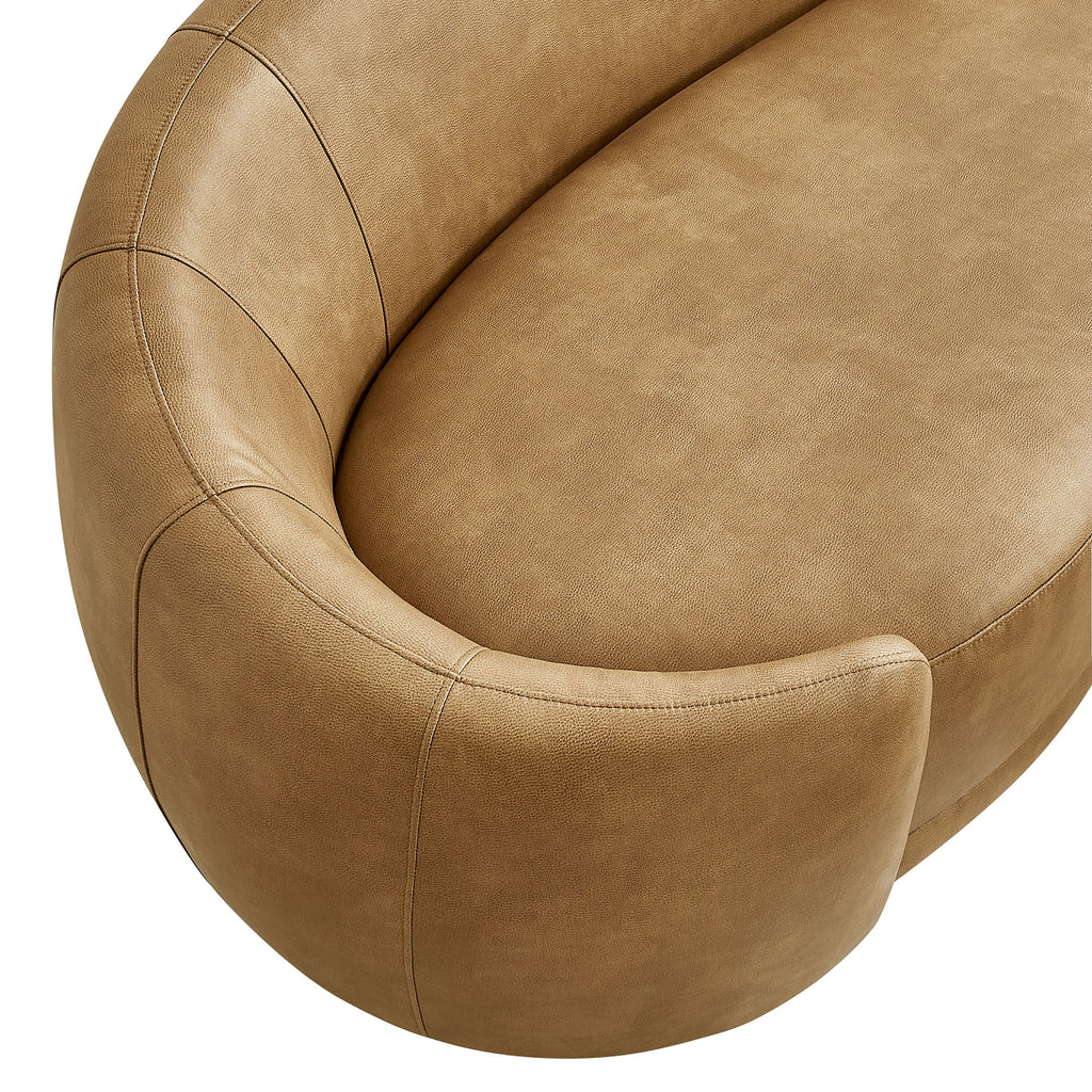Contessa Curved Vegan Leather Sofa - Toast