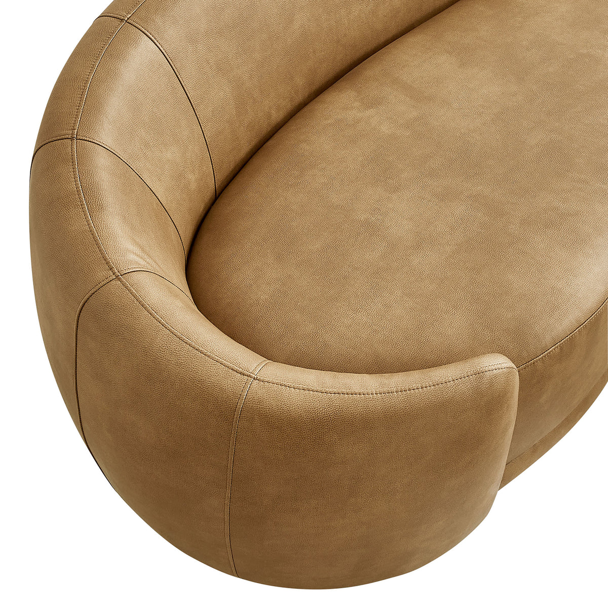 Contessa Curved Vegan Leather Sofa - Toast