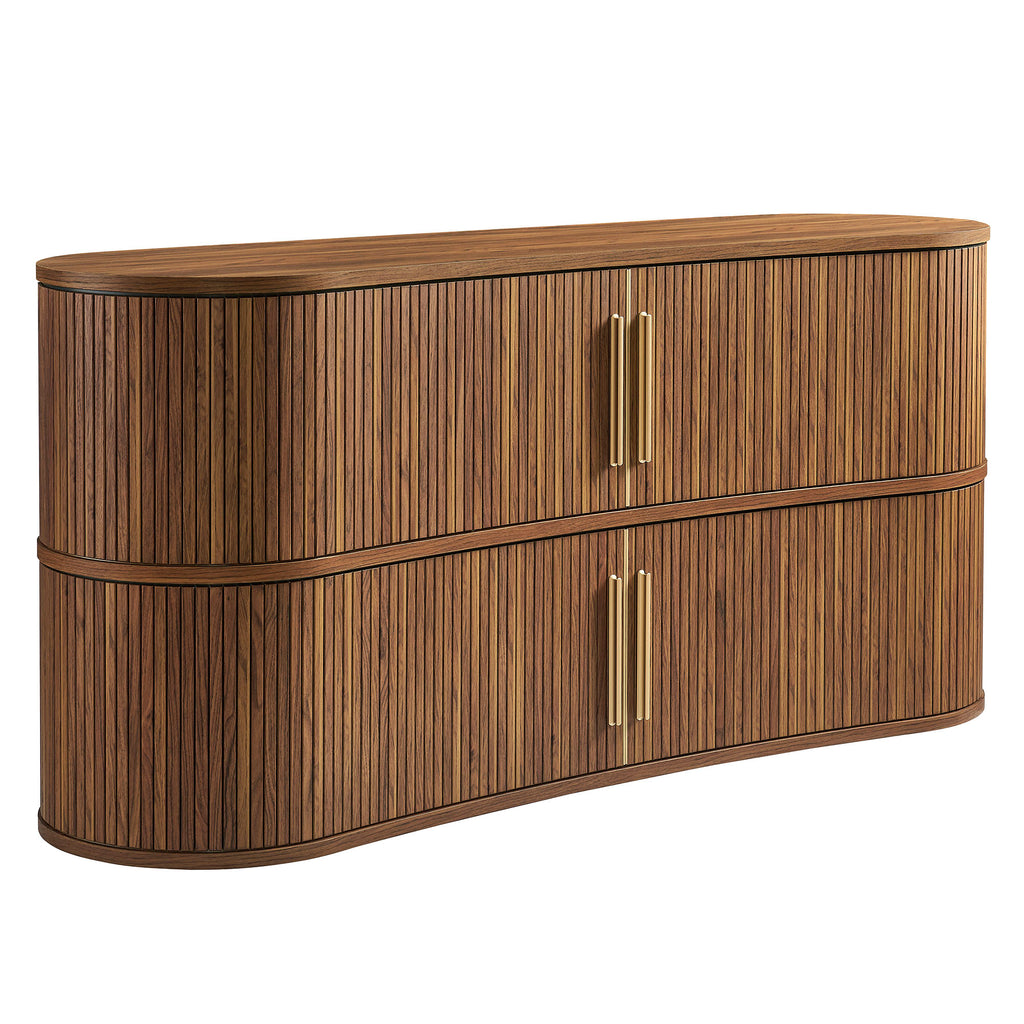 Radcliffe 63" Curved Fluted Sideboard Buffet Cabinet - Walnut