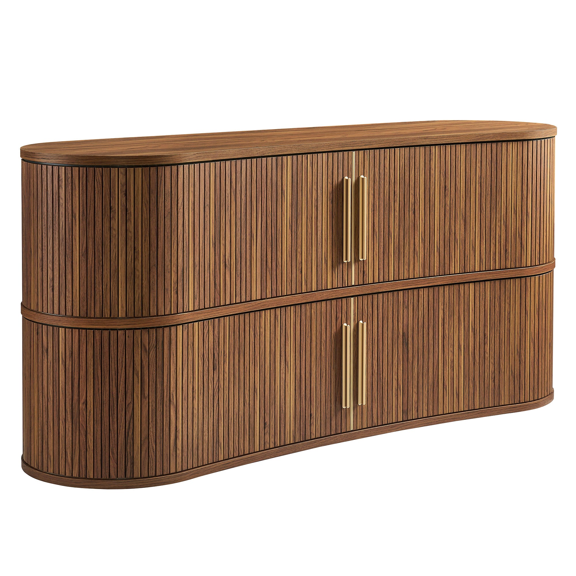 Radcliffe 63" Curved Fluted Sideboard Buffet Cabinet - Walnut