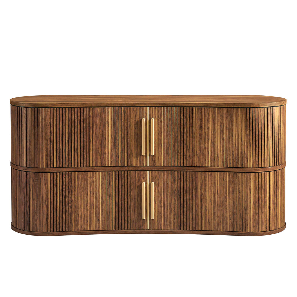 Radcliffe 63" Curved Fluted Sideboard Buffet Cabinet - Walnut
