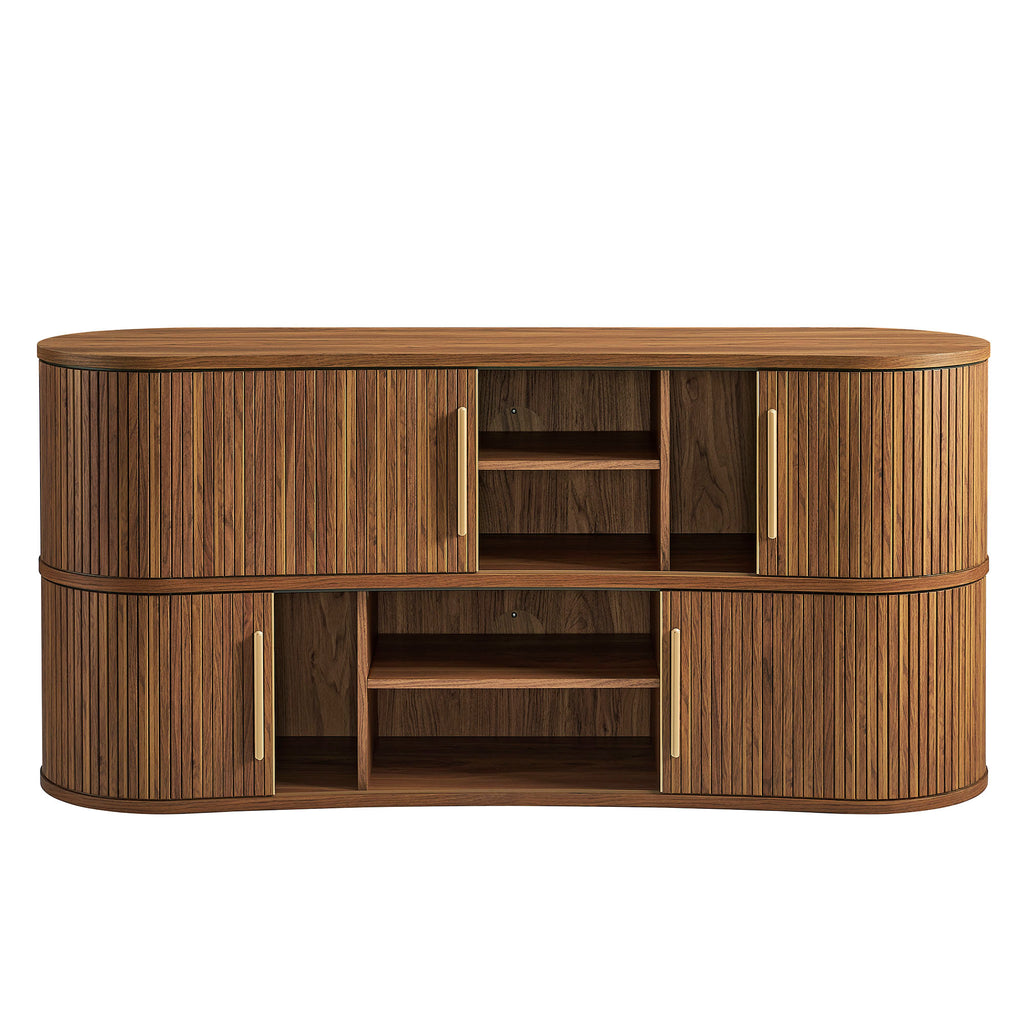 Radcliffe 63" Curved Fluted Sideboard Buffet Cabinet - Walnut