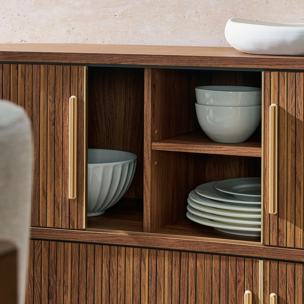 Radcliffe 63" Curved Fluted Sideboard Buffet Cabinet - Walnut