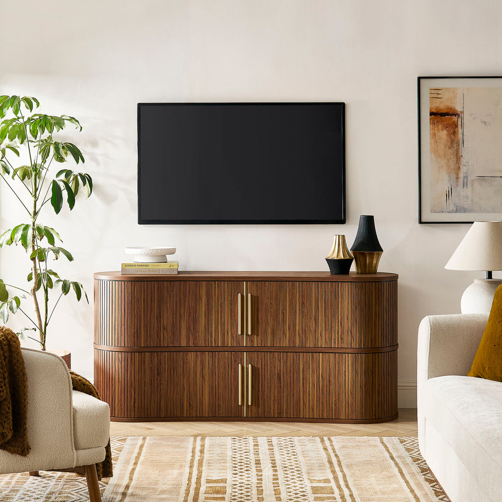 Radcliffe 63" Curved Fluted Sideboard Buffet Cabinet - Walnut