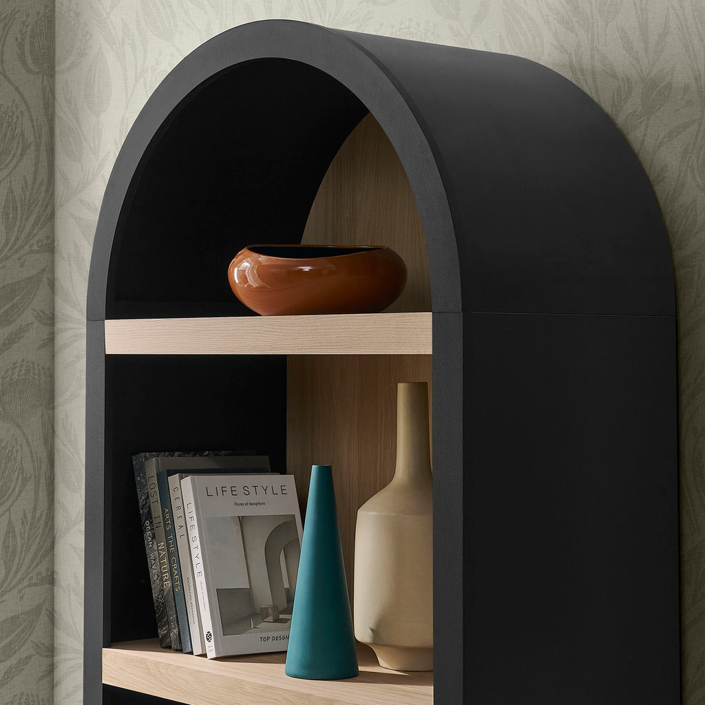 Caleb 4 Arched Display Shelf Bookcase - Black