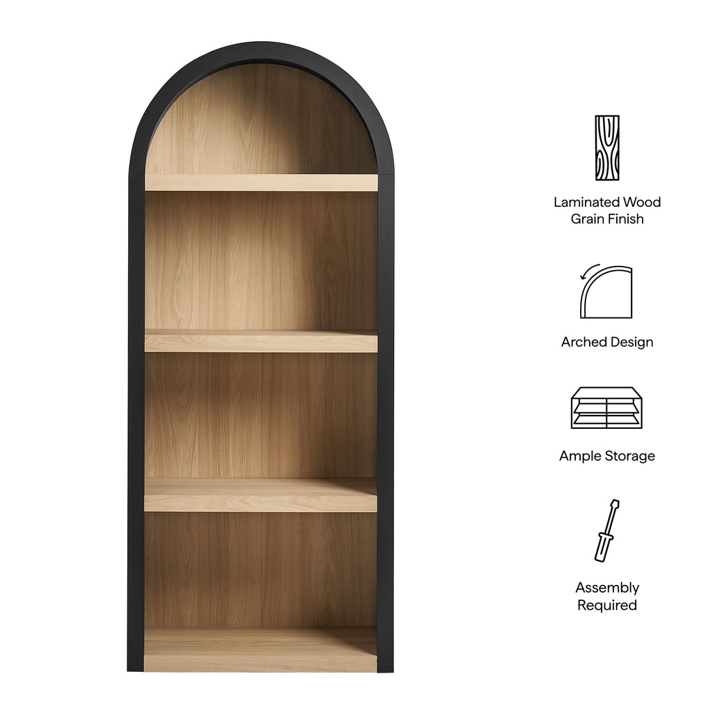 Caleb 4 Arched Display Shelf Bookcase - Black