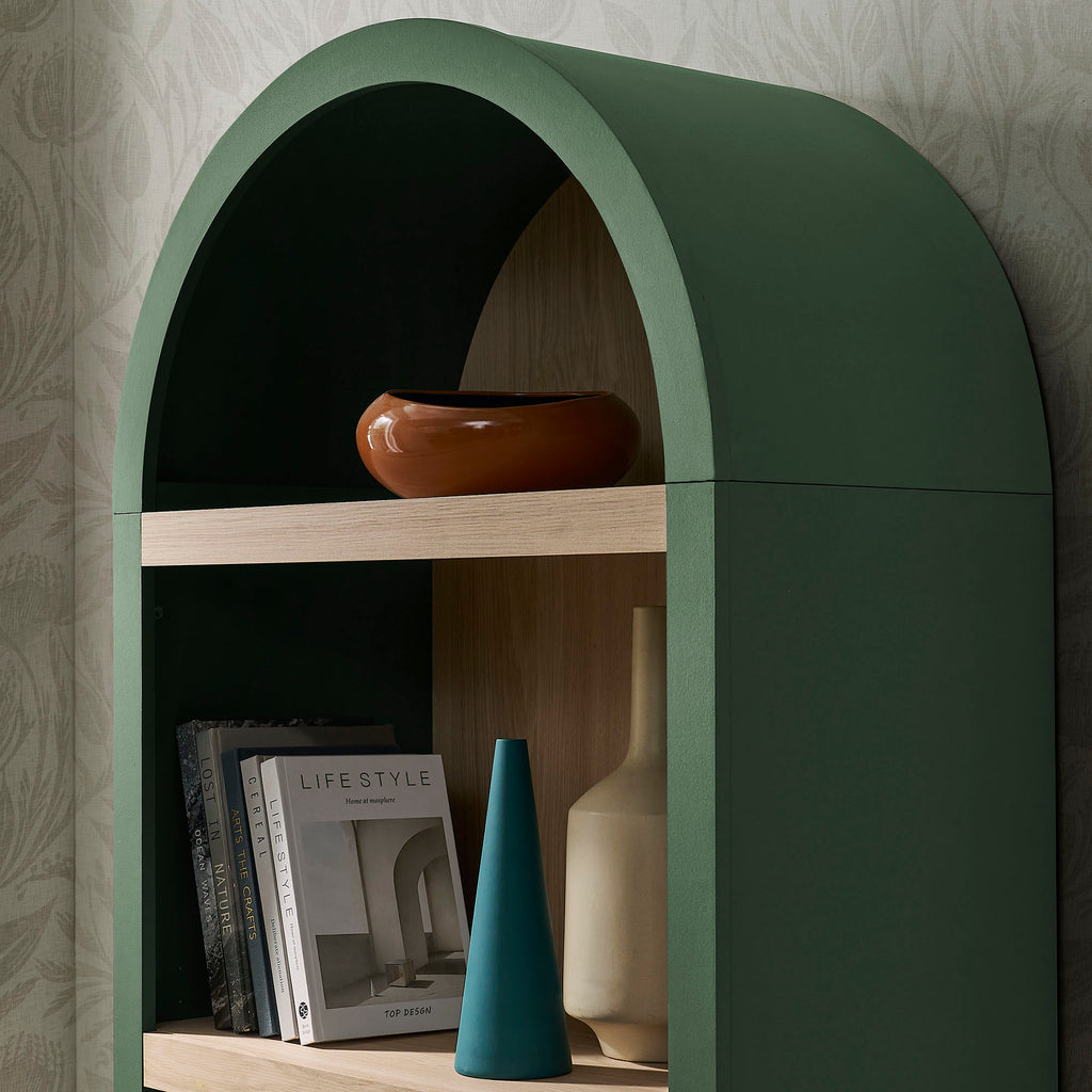 Caleb 4 Arched Display Shelf Bookcase - Hunter Green