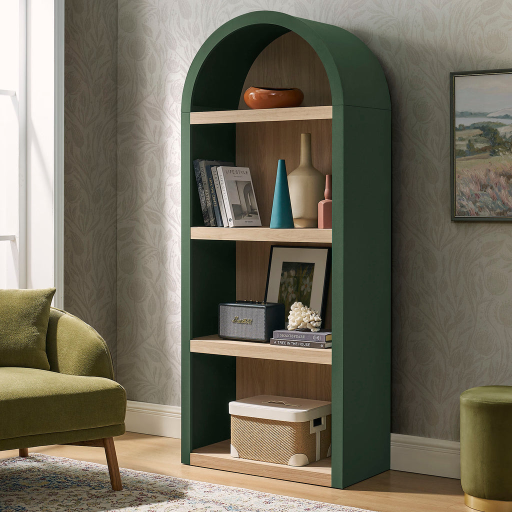 Caleb 4 Arched Display Shelf Bookcase - Hunter Green