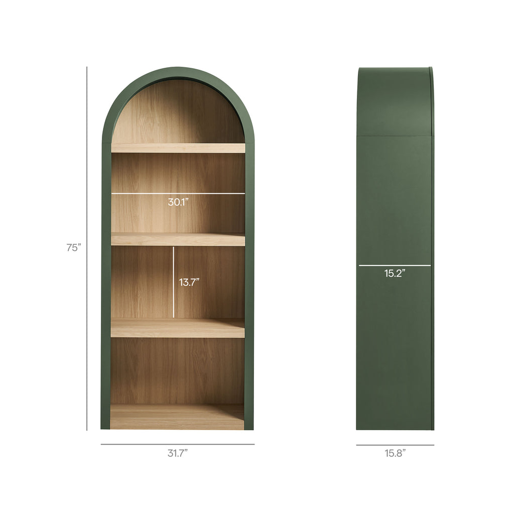 Caleb 4 Arched Display Shelf Bookcase - Hunter Green