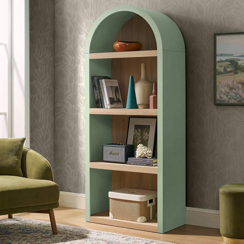 Caleb 4 Arched Display Shelf Bookcase - Sage