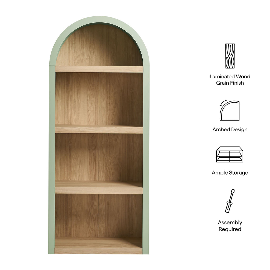 Caleb 4 Arched Display Shelf Bookcase - Sage