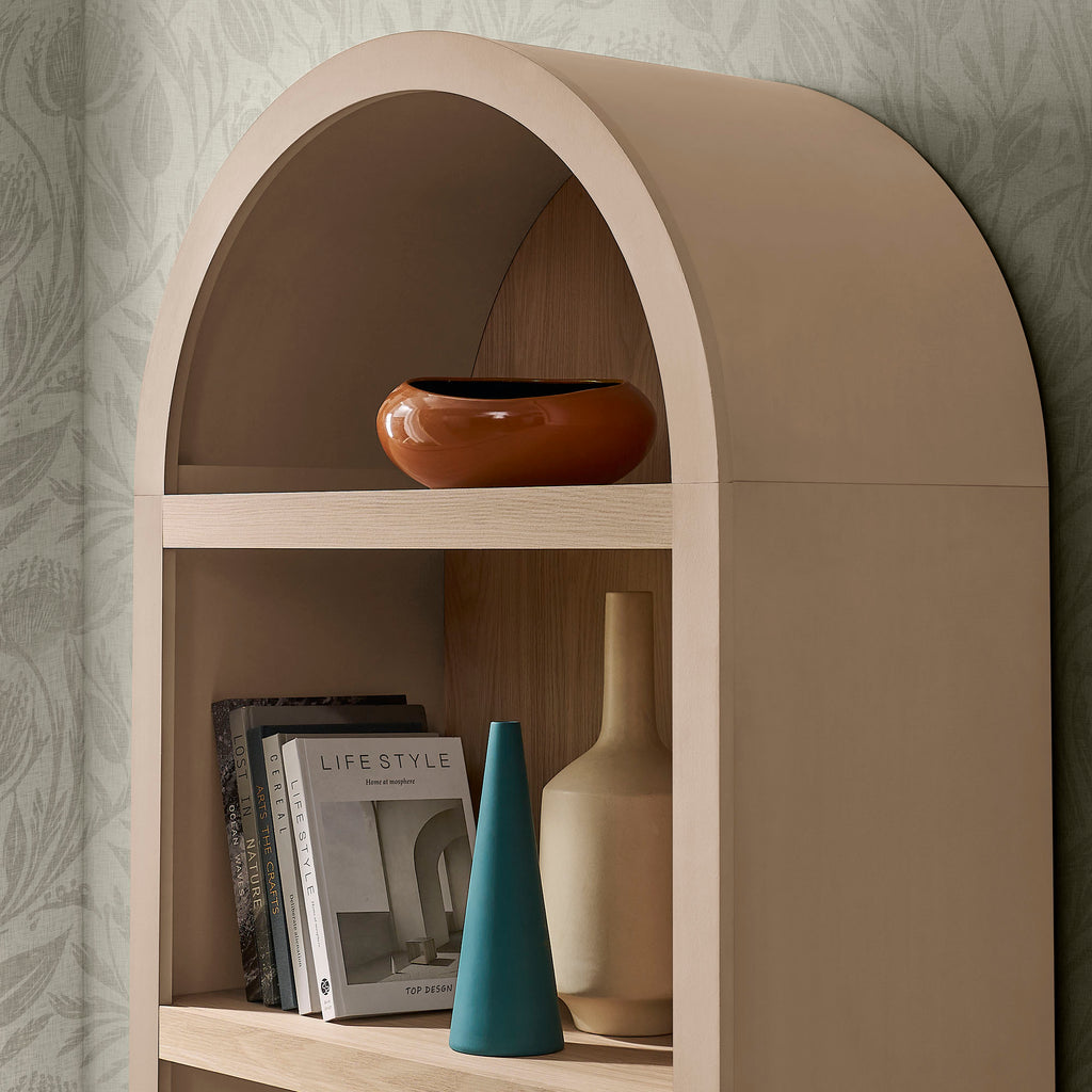 Caleb 4 Arched Display Shelf Bookcase - Tan