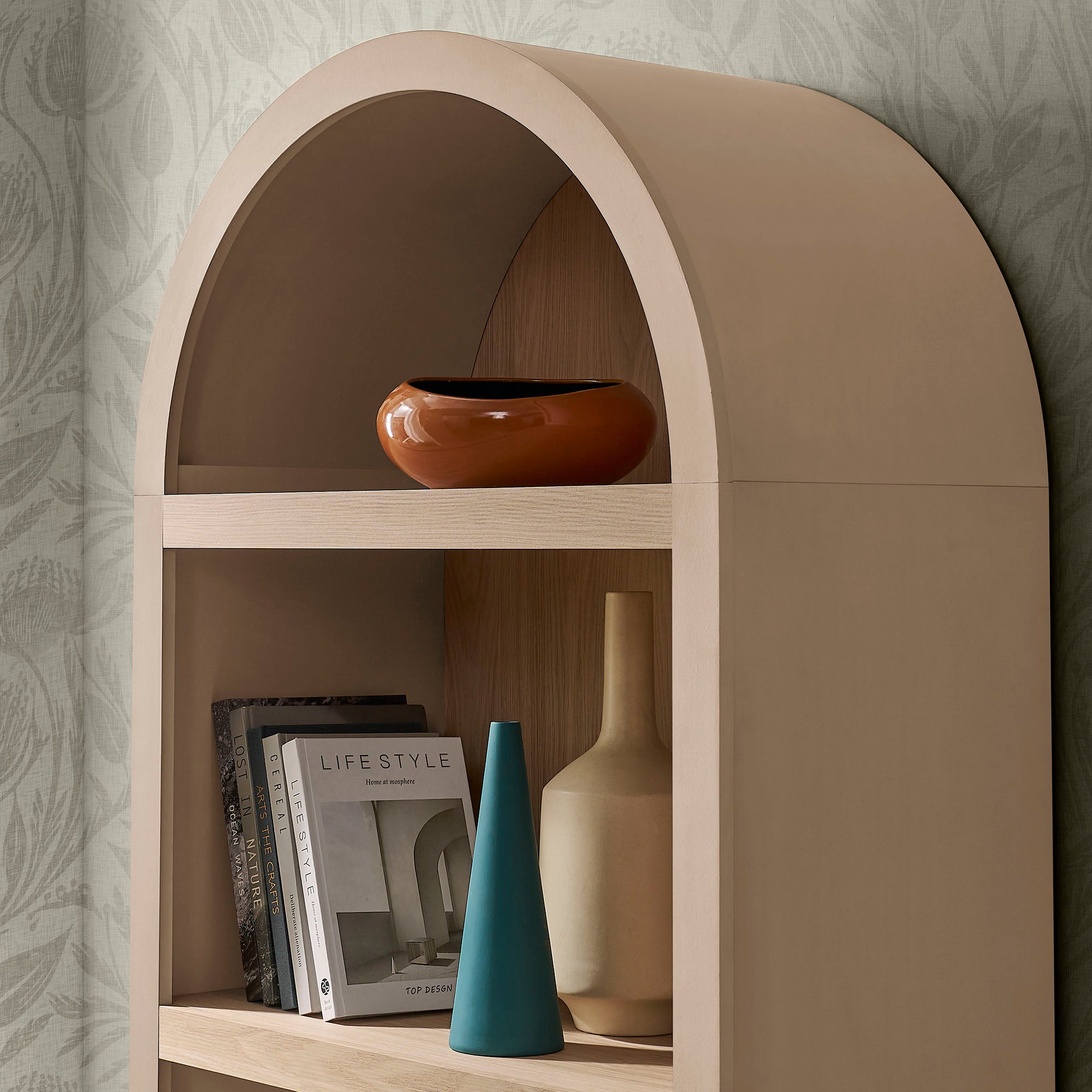 Caleb 4 Arched Display Shelf Bookcase - Tan