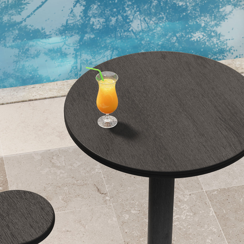 Neo 31 Inch Round Indoor - Outdoor Patio Patio Wood Bar Table - Black