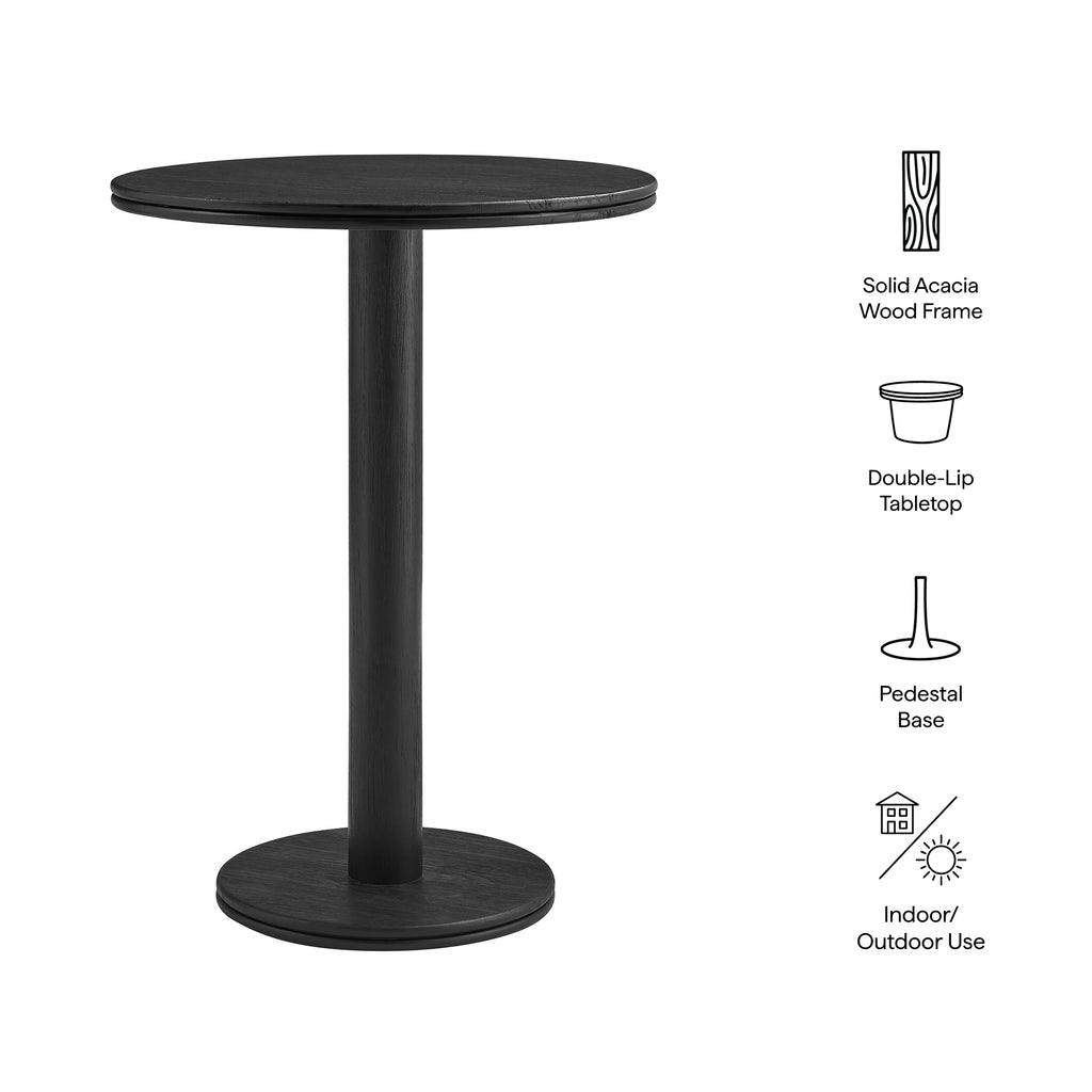 Neo 31 Inch Round Indoor - Outdoor Patio Patio Wood Bar Table - Black