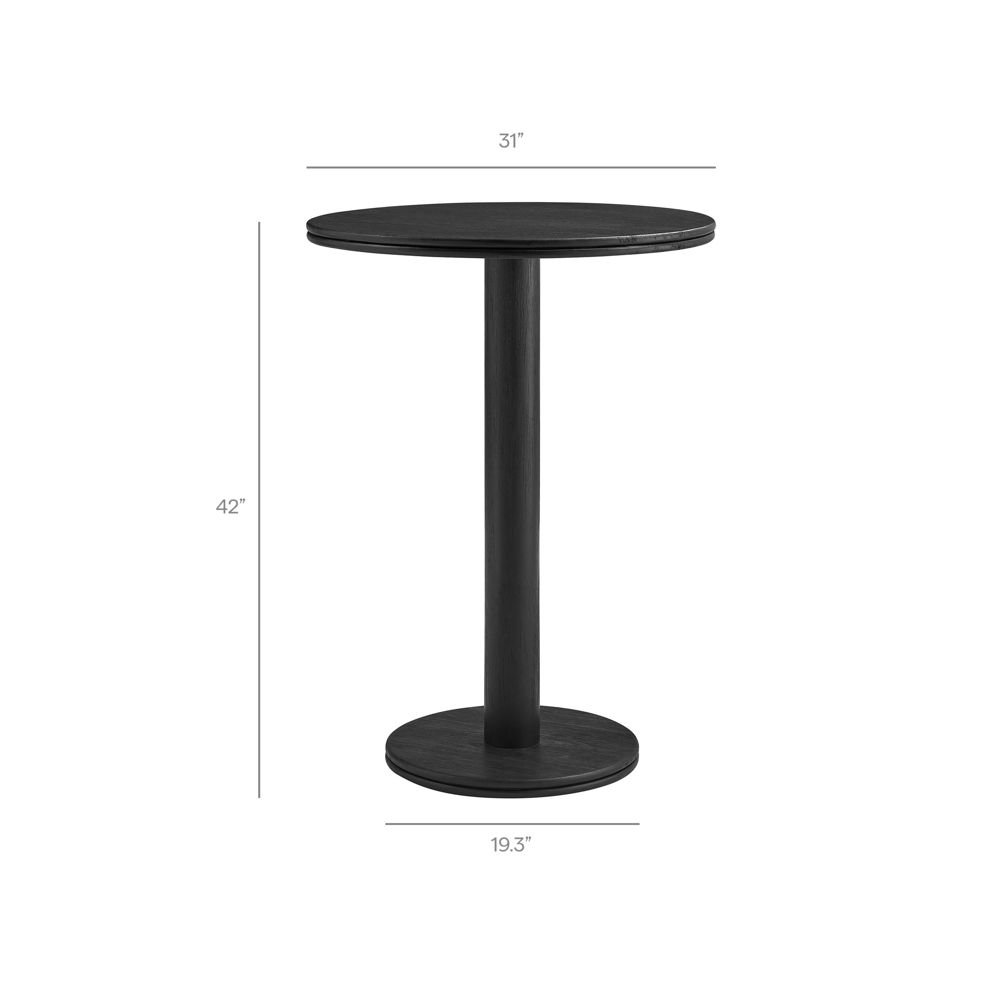 Neo 31 Inch Round Indoor - Outdoor Patio Patio Wood Bar Table - Black