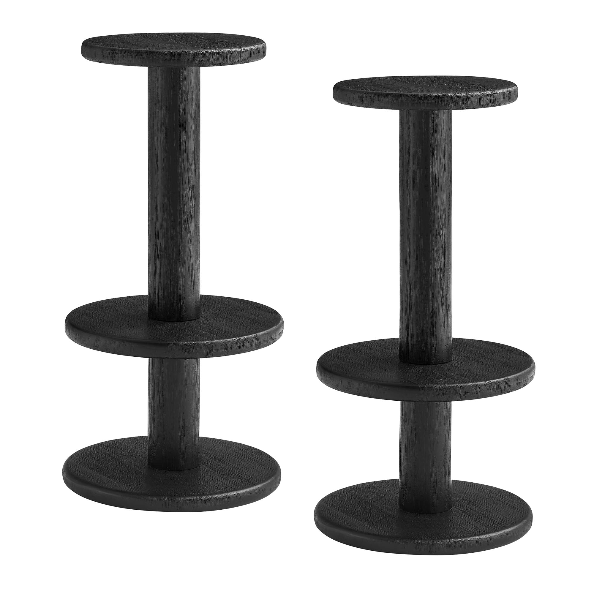 Neo 15 Inch Round Indoor - Outdoor Patio Patio Wood Bar Stools - Black