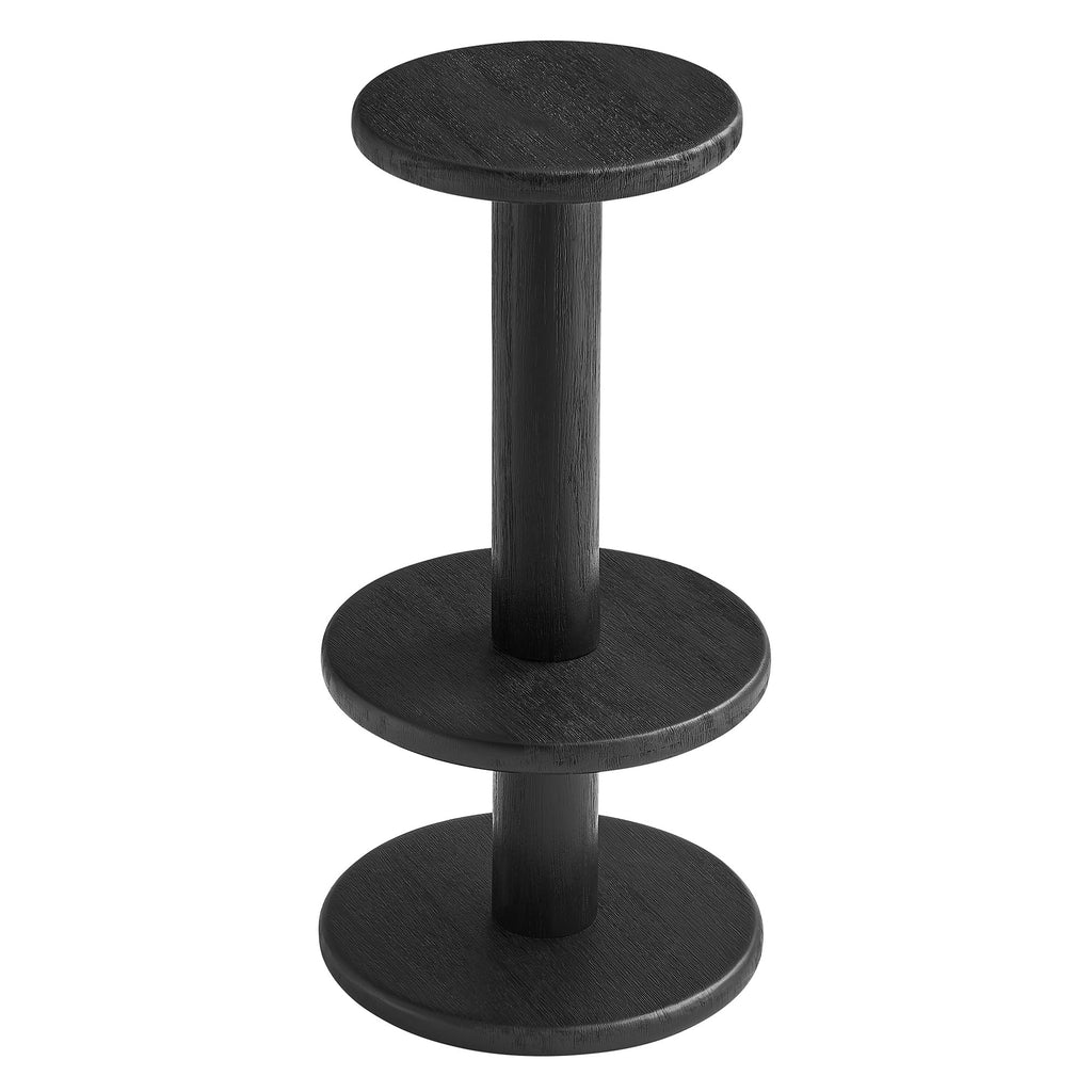 Neo 3-Piece Round Indoor - Outdoor Patio Patio Wood Bar Table And Stool Set - Black