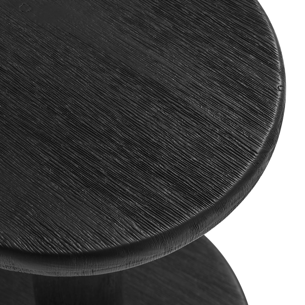 Neo 15 Inch Round Indoor - Outdoor Patio Patio Wood Bar Stools - Black