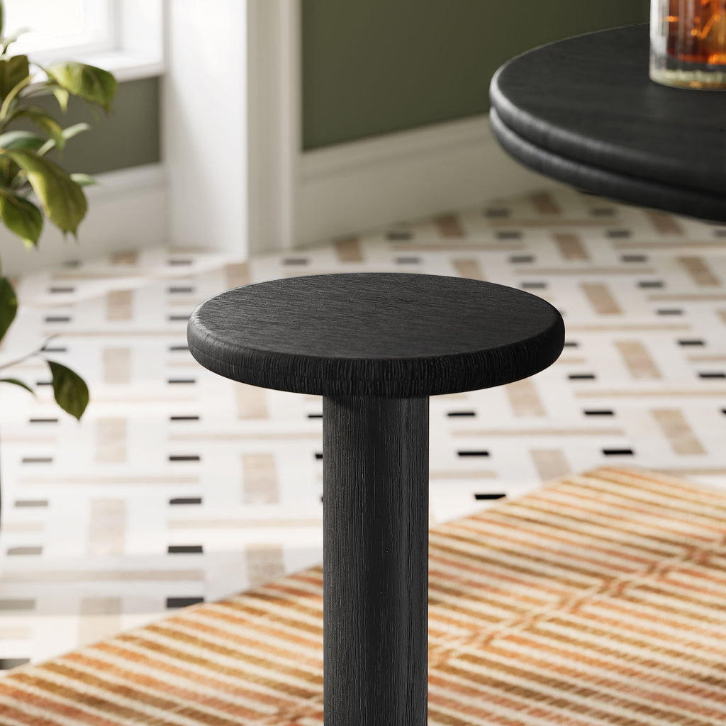 Neo 15 Inch Round Indoor - Outdoor Patio Patio Wood Bar Stools - Black