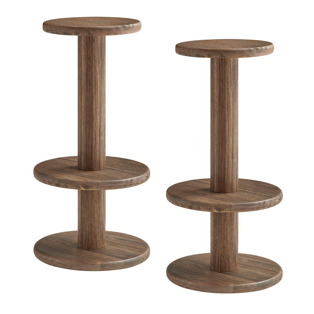 Neo 15 Inch Round Indoor - Outdoor Patio Patio Wood Bar Stools - Cocoa Brown