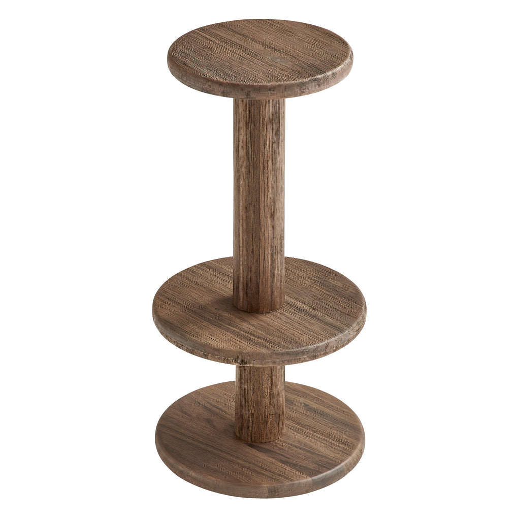 Neo 3-Piece Round Indoor - Outdoor Patio Patio Wood Bar Table And Stool Set - Cocoa Brown