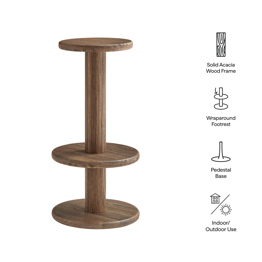 Neo 15 Inch Round Indoor - Outdoor Patio Patio Wood Bar Stools - Cocoa Brown