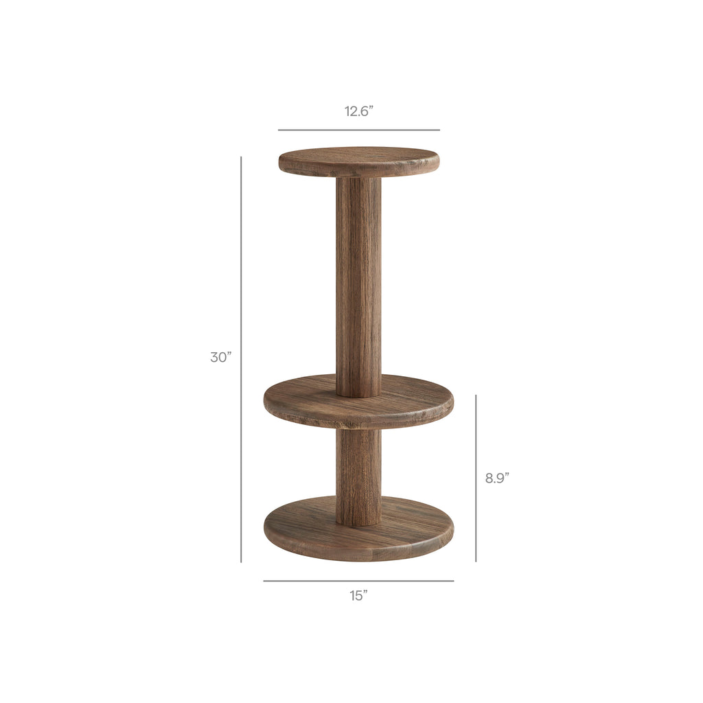 Neo 15 Inch Round Indoor - Outdoor Patio Patio Wood Bar Stools - Cocoa Brown