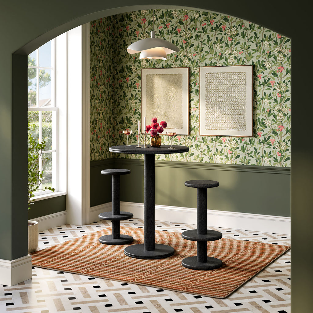 Neo 3-Piece Round Indoor - Outdoor Patio Patio Wood Bar Table And Stool Set - Black
