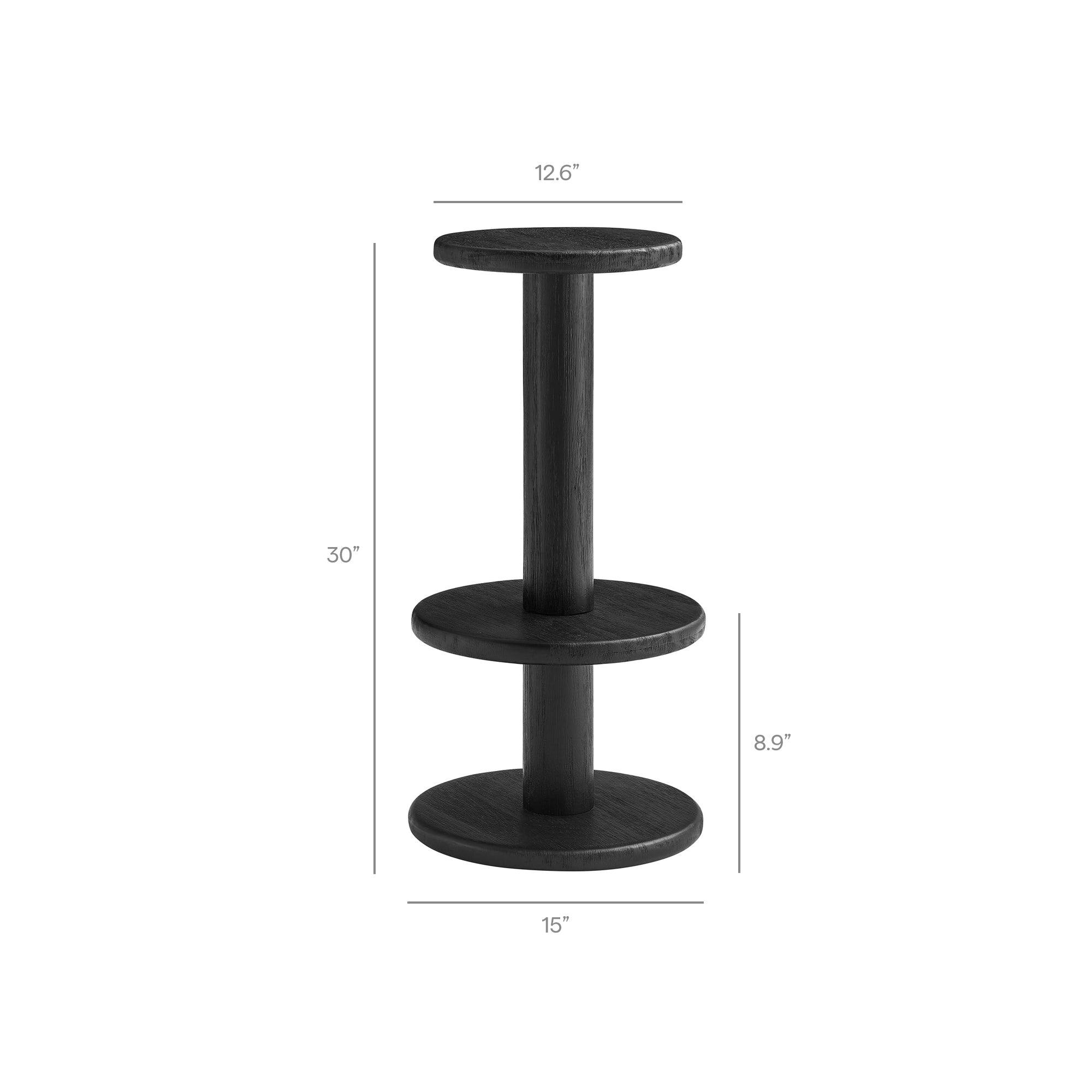 Neo 3-Piece Round Indoor - Outdoor Patio Patio Wood Bar Table And Stool Set - Black