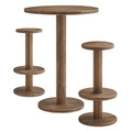 Neo 3-Piece Round Indoor - Outdoor Patio Patio Wood Bar Table And Stool Set - Cocoa Brown