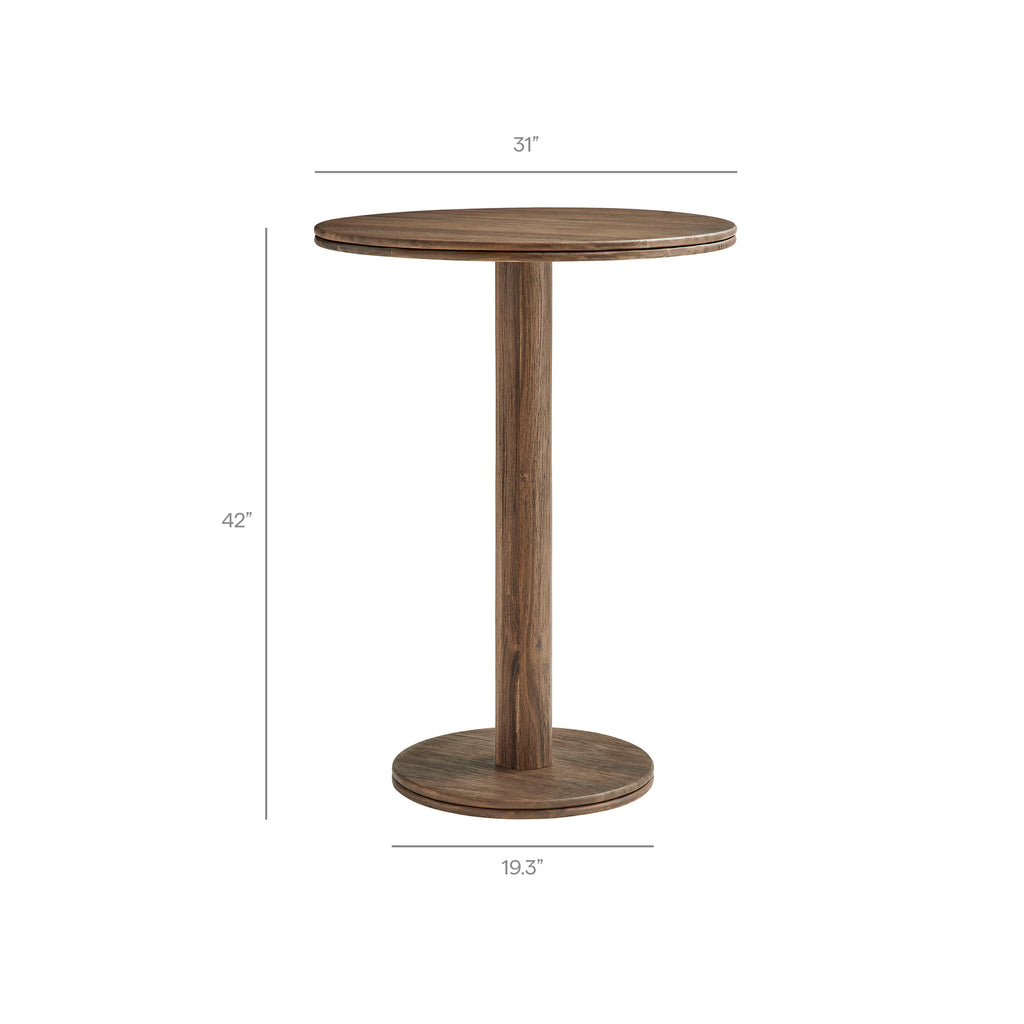 Neo 3-Piece Round Indoor - Outdoor Patio Patio Wood Bar Table And Stool Set - Cocoa Brown
