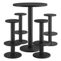 Neo 5-Piece Round Indoor - Outdoor Patio Round Patio Bar Table And Stool Set - Black