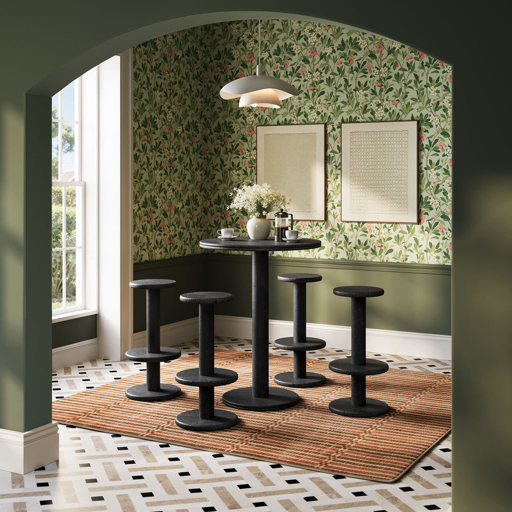 Neo 5-Piece Round Indoor - Outdoor Patio Round Patio Bar Table And Stool Set - Black