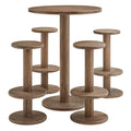 Neo 5-Piece Round Indoor - Outdoor Patio Round Patio Bar Table And Stool Set - Cocoa Brown