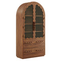 Rory 76 Inch Arched Kitchen Pantry Display Cabinet - Walnut