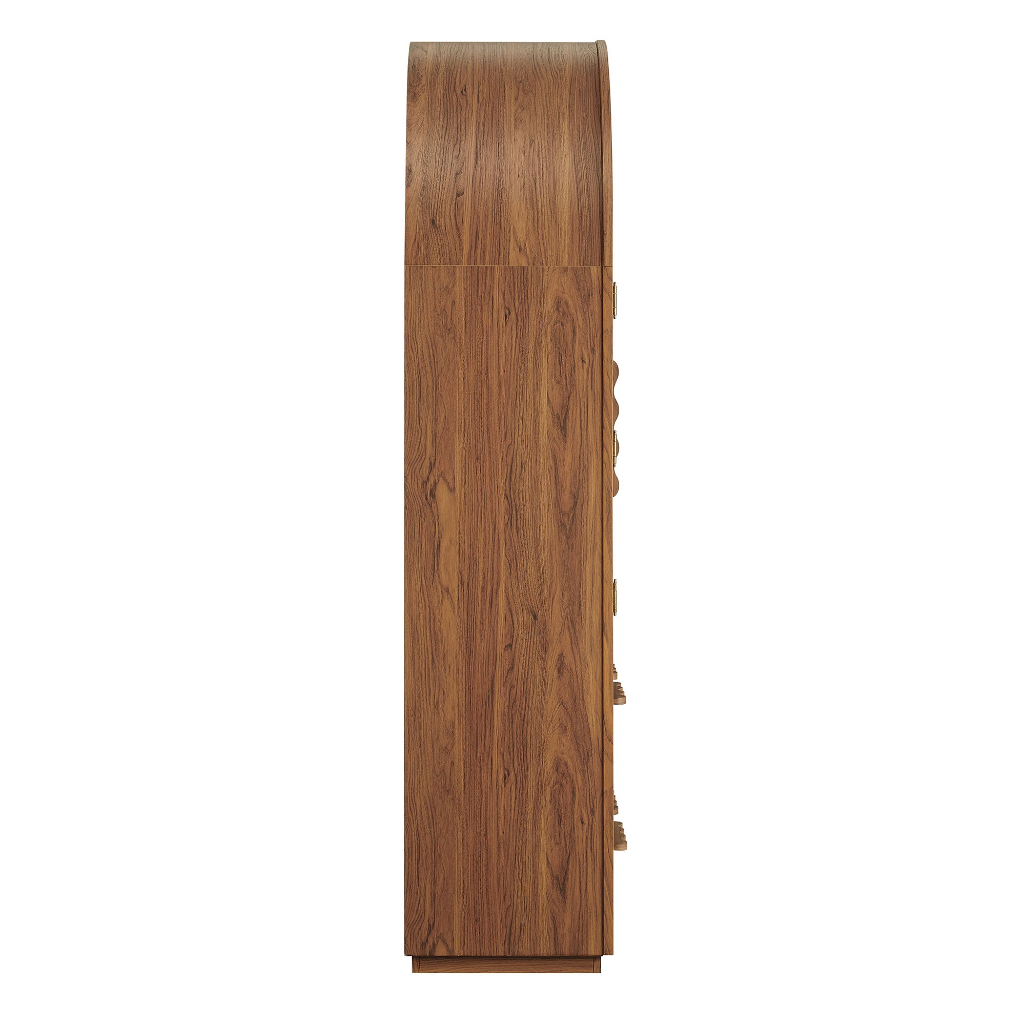 Rory 76 Inch Arched Kitchen Pantry Display Cabinet - Walnut