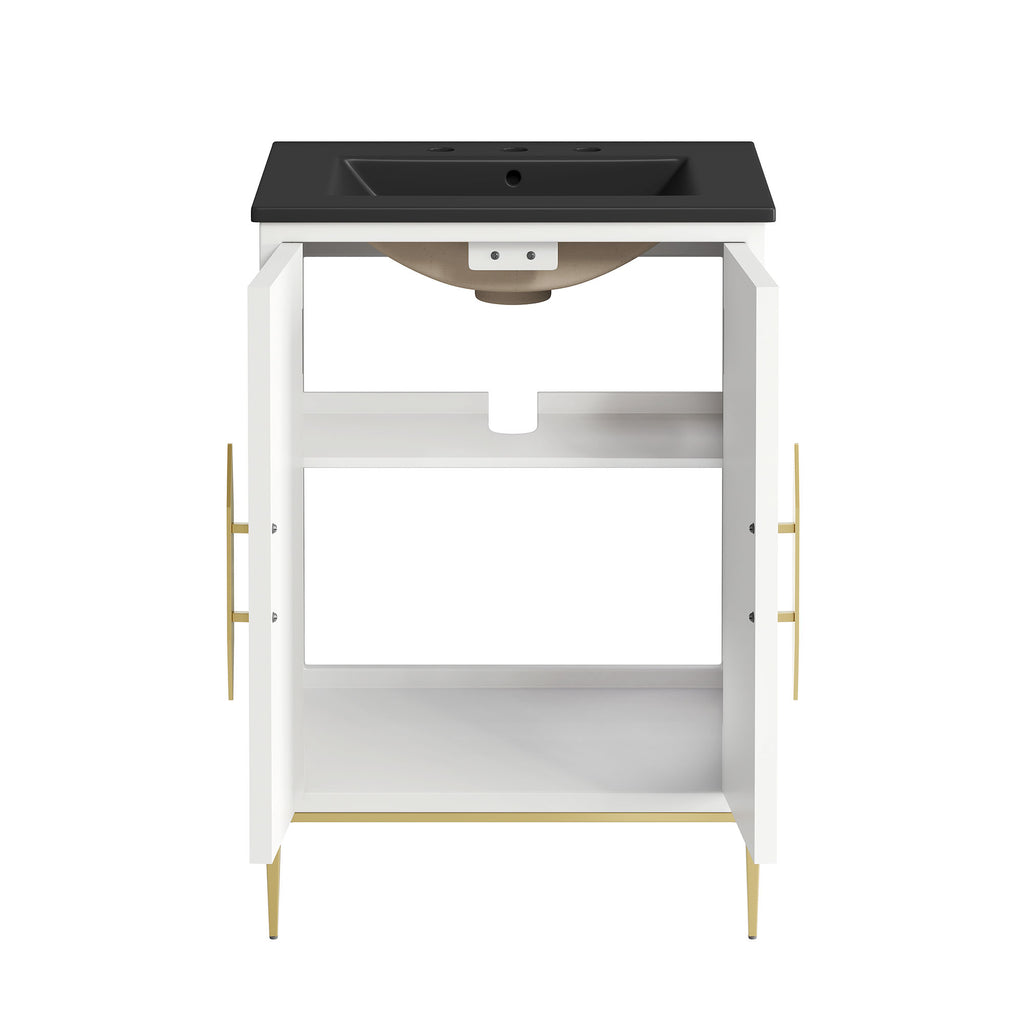 Awaken 24" Bathroom Vanity - White Black (Sink, Cabinet)