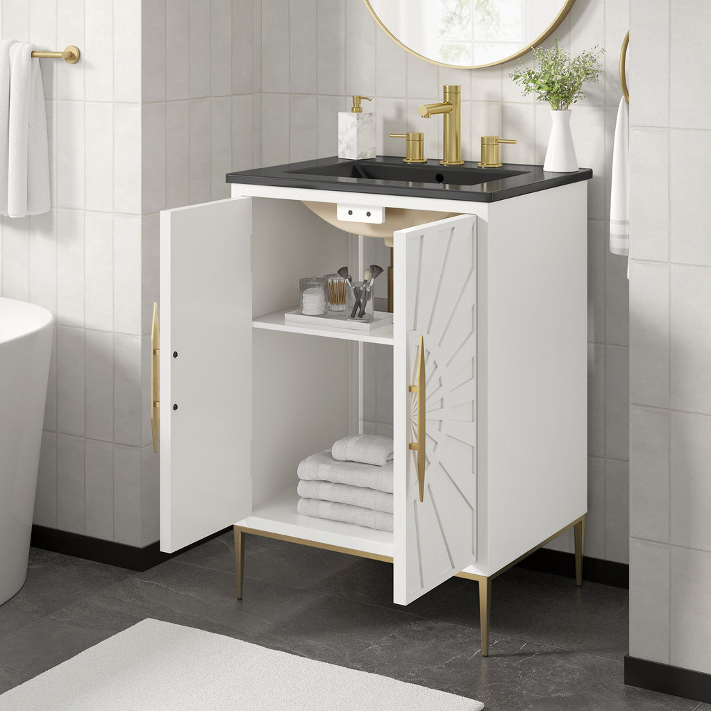Awaken 24" Bathroom Vanity - White Black (Sink, Cabinet)