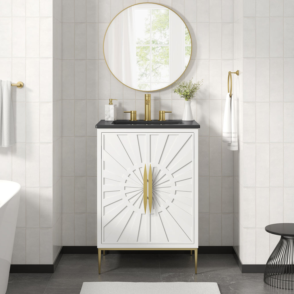 Awaken 24" Bathroom Vanity - White Black (Sink, Cabinet)