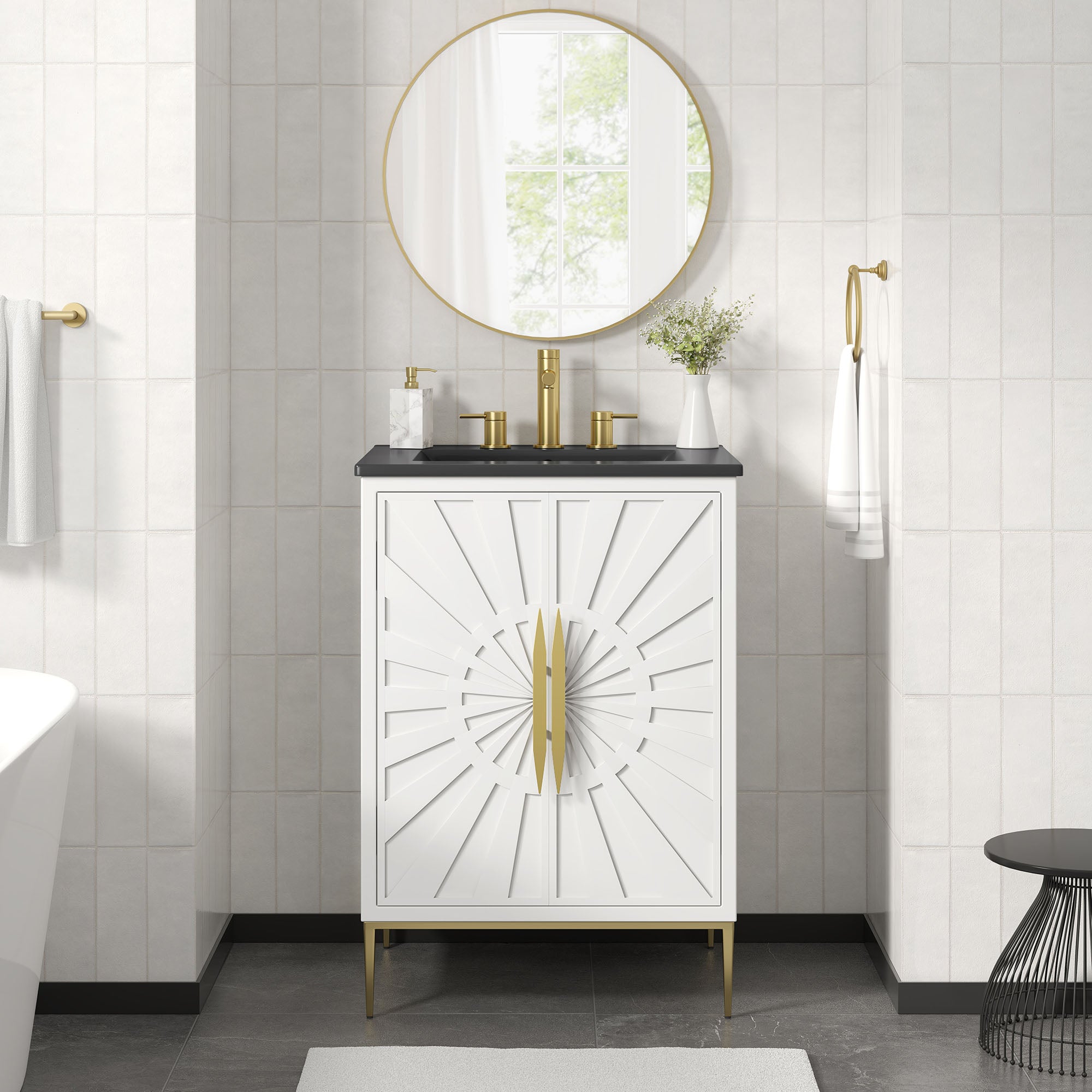 Awaken 24" Bathroom Vanity - White Black (Sink, Cabinet)