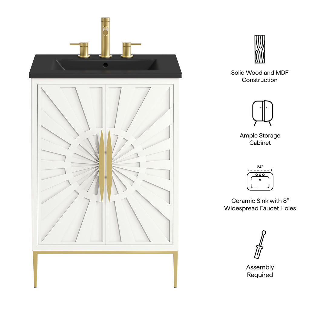 Awaken 24" Bathroom Vanity - White Black (Sink, Cabinet)